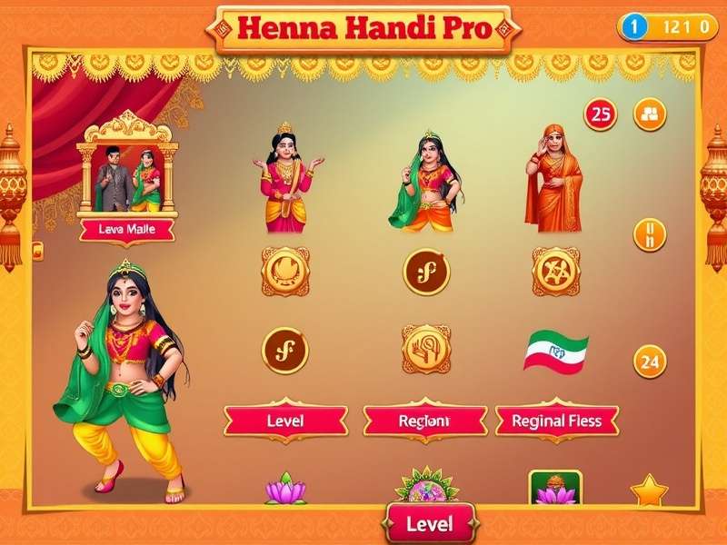 Henna Handi Pro gameplay screenshot showing traditional Indian elements